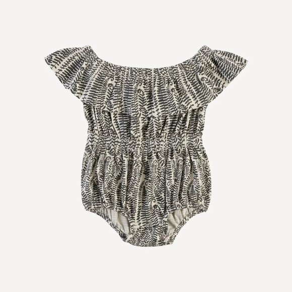 NWT Kate Quinn Fern Frond Off Shoulder Ruffle Bubble 3-6m - Picture 1 of 2